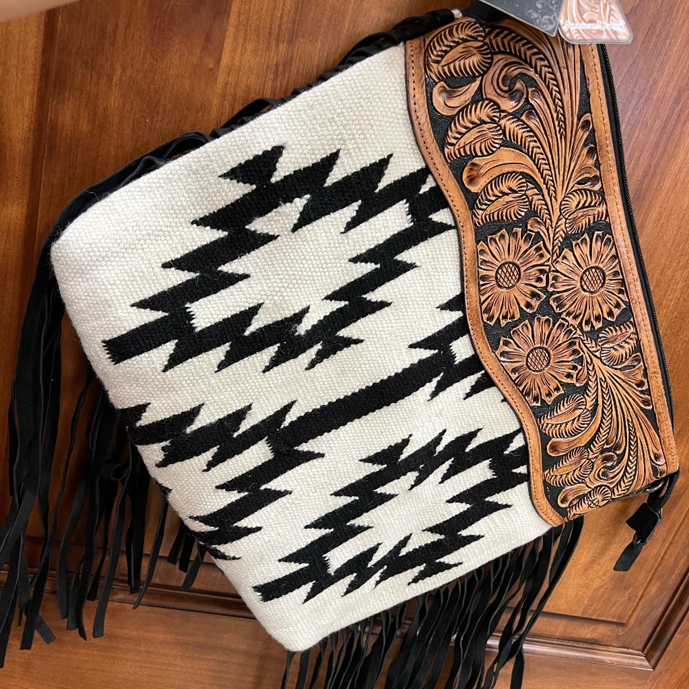 American Darling Aztec Print and Genuine Leather Purse